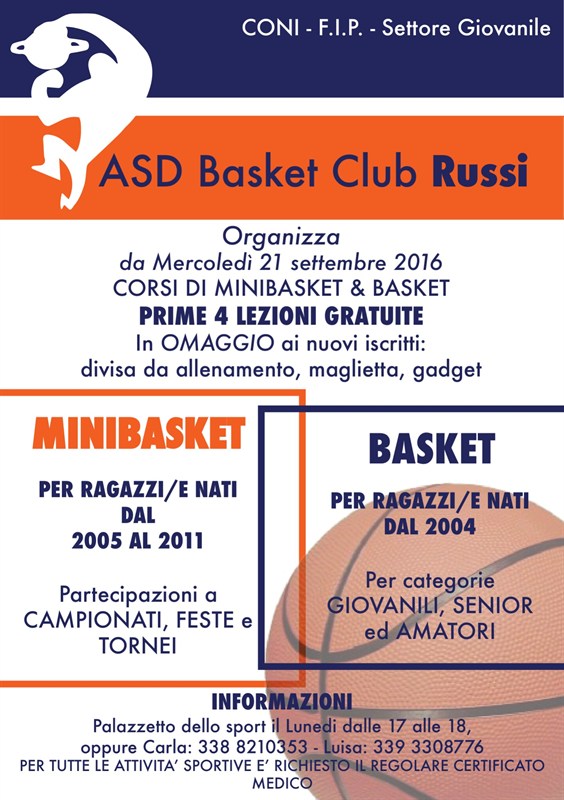 Avvicinati alla pallacanestro col Basket Russi